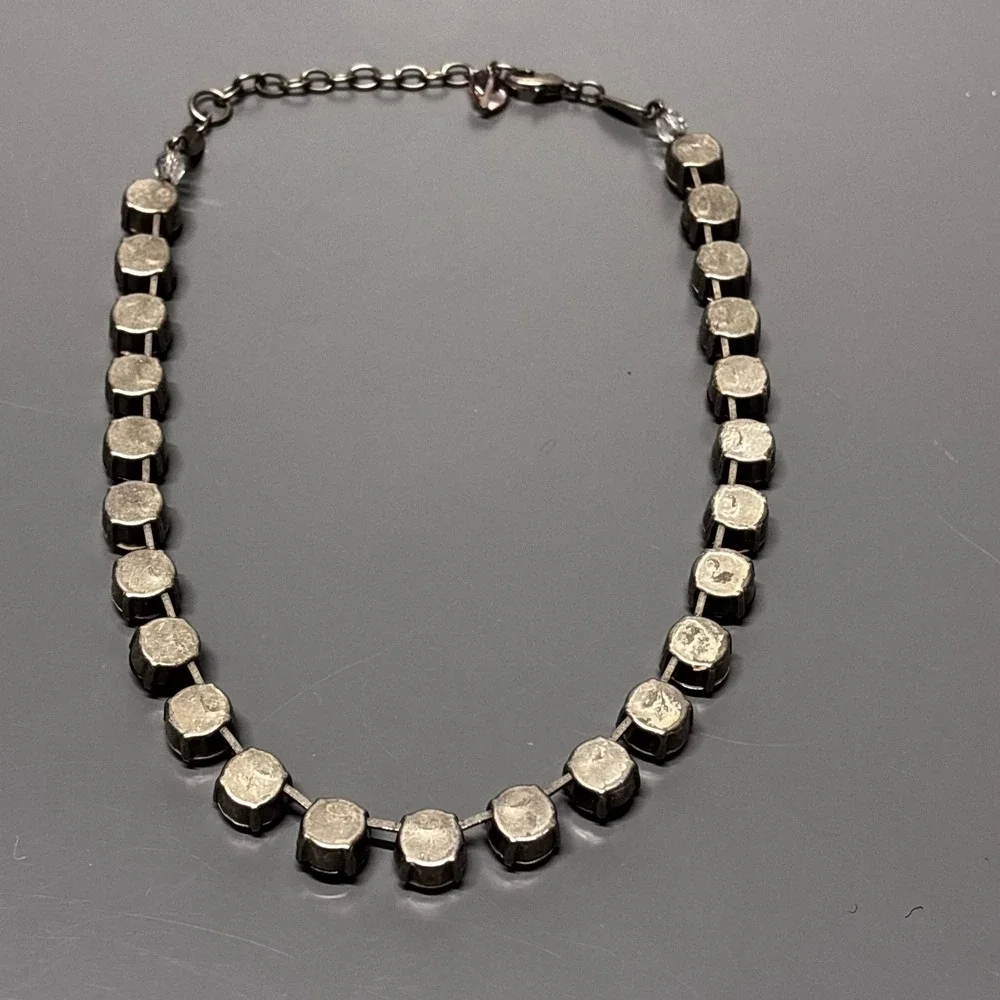 SABIKA Sparkling Crystal Necklace Blue Silver Tone Choker‎ Women's Jewelry